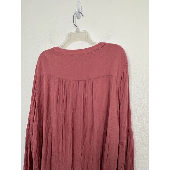 Torrid Women's Crinkle Gauze Embroidered Peasant Top Pink Puff Sleeve Size 3X - Picture 9 of 9